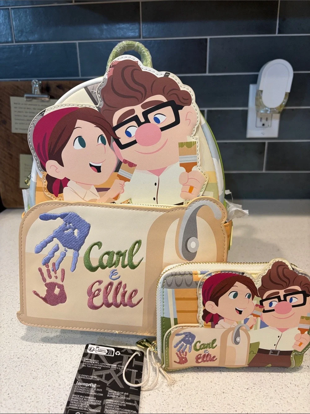 Loungefly Pixar Carl and Ellie Mailbox Backpack and Wallet Set NWT